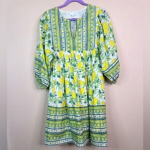 ISLAPAYAL lemon print poplin dress size L
